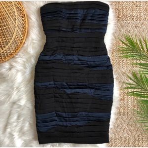 Black and blue Alice + Olivia strapless dress